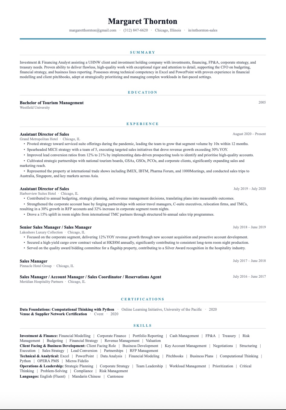 Classic Centered resume template